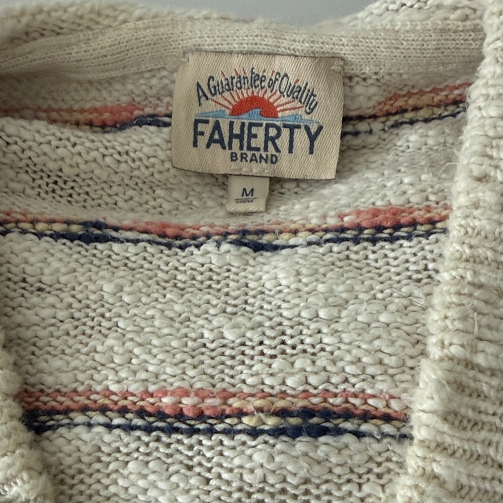 Faherty Cream Striped Sweater